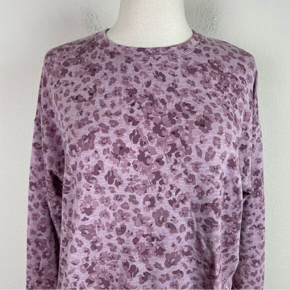 Athleta Purple Floral Stretch Knit Crewneck Sweatshirt XS - Picture 2 of 7